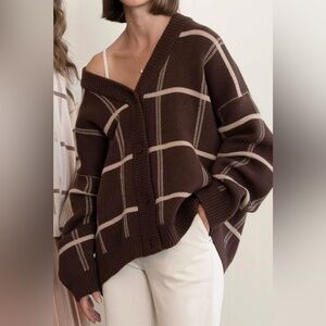 OAK + FORT Oversized Plaid Cardigan